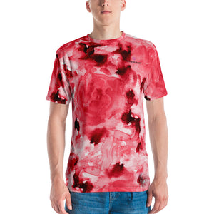 Red Abstract Best Men's T-shirt, Floral Rose Luxury Premium Pattern Printed Best Tee Crew Neck Premium Polyester Regular Fit Tee-Made in USA/EU/MX (US Size, XS-2XL), Luxury Graphic T-Shirt For Men, Best Printed Tee, Crew Neck T-shirt, Men's T-Shirt Apparel