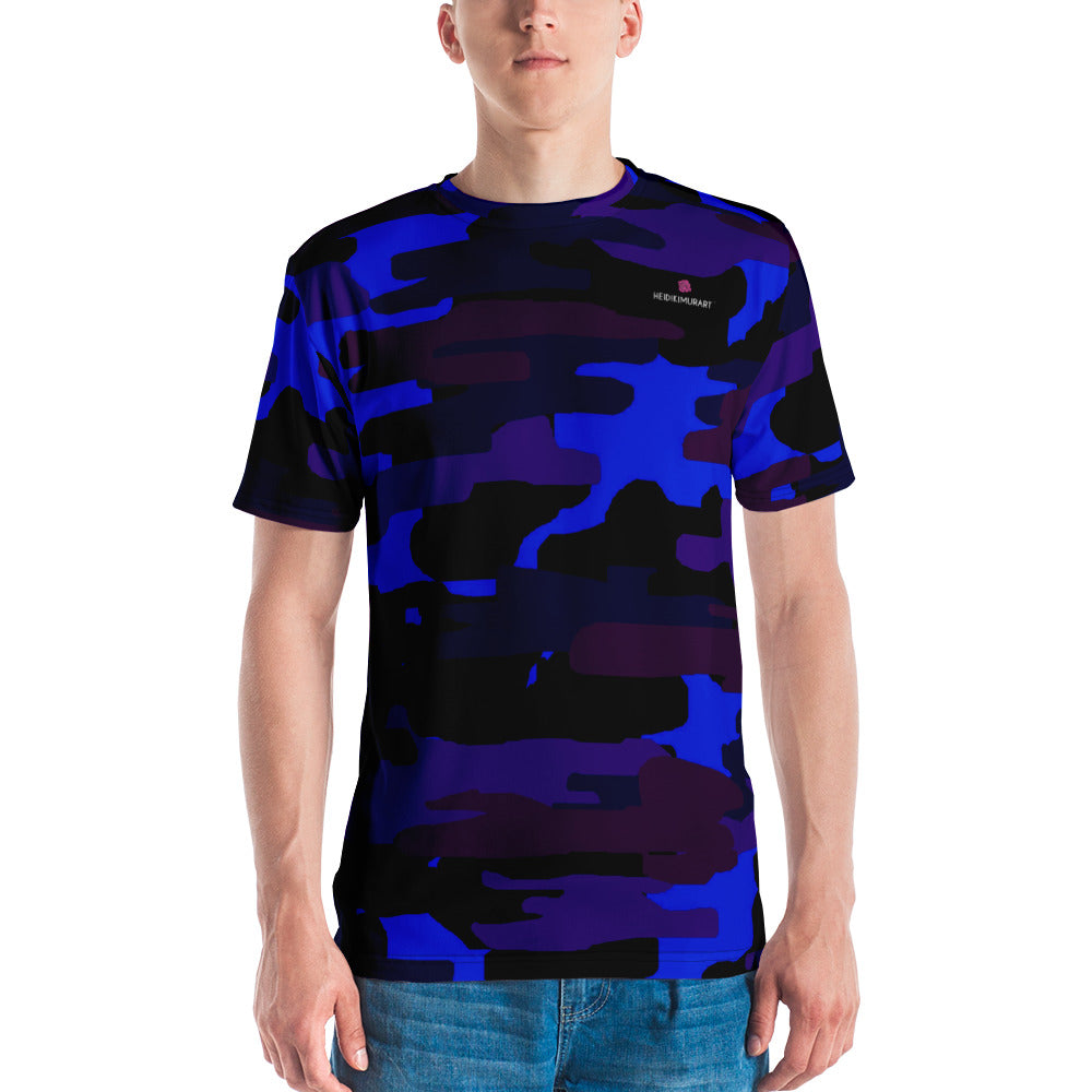 Purple Camouflage Men's T-shirt, Army Military Camo Print Best Tee Crew Neck Premium Polyester Regular Fit Tee-Made in USA/EU/MX (US Size, XS-2XL), Luxury Graphic T-Shirt For Men, Best Marbled Printed Tee, Crew Neck T-shirt, Men's T-Shirt Apparel