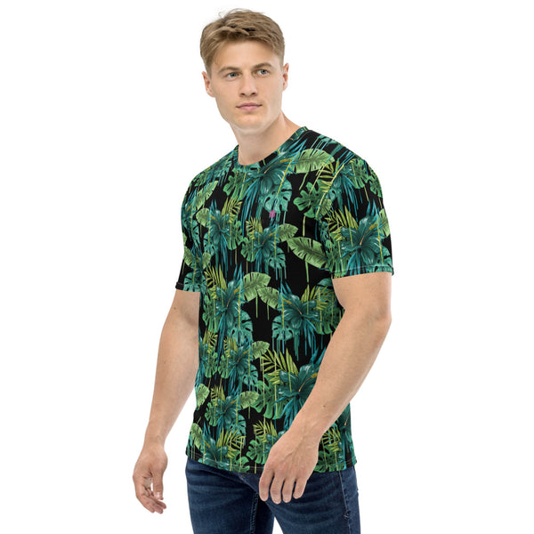 Green Tropical Men's T-shirt, Hawaiian Style Tropical Print Luxury Tees For Men-Made in USA/EU/MX, Best Tee Crew Neck Premium Polyester Regular Fit Tee-Made in USA/EU/MX (US Size, XS-2XL), Luxury Graphic T-Shirt For Men, Best Printed Tee, Crew Neck T-shirt, Men's T-Shirt Apparel