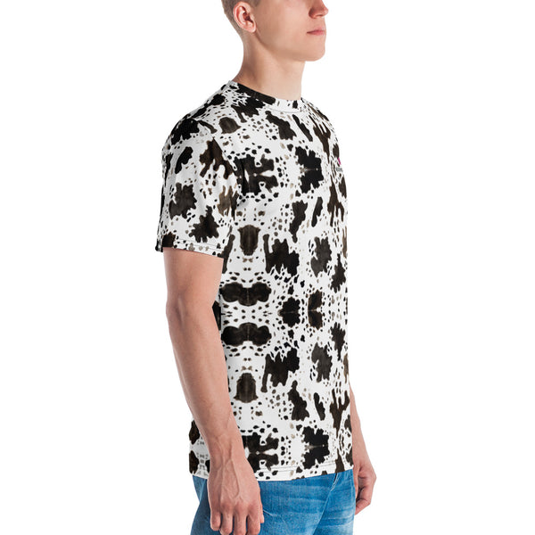 Cow Print Best Men's T-shirt, Farm Animal Cow Spots Print Luxury Tee For Men, Best Tee Crew Neck Premium Polyester Regular Fit Tee-Made in USA/EU/MX (US Size, XS-2XL), Luxury Graphic T-Shirt For Men, Best Printed Tee, Crew Neck T-shirt, Men's T-Shirt Apparel