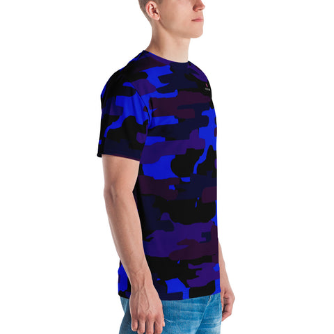Purple Camouflage Men's T-shirt, Army Military Camo Print Best Tee Crew Neck Premium Polyester Regular Fit Tee-Made in USA/EU/MX (US Size, XS-2XL), Luxury Graphic T-Shirt For Men, Best Marbled Printed Tee, Crew Neck T-shirt, Men's T-Shirt Apparel