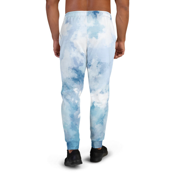 Sky Blue Abstract Men's Joggers, Best Sweatpants For Men, Modern Slim-Fit Designer Ultra Soft & Comfortable Men's Joggers, Men's Jogger Pants-Made in EU/MX (US Size: XS-3XL)