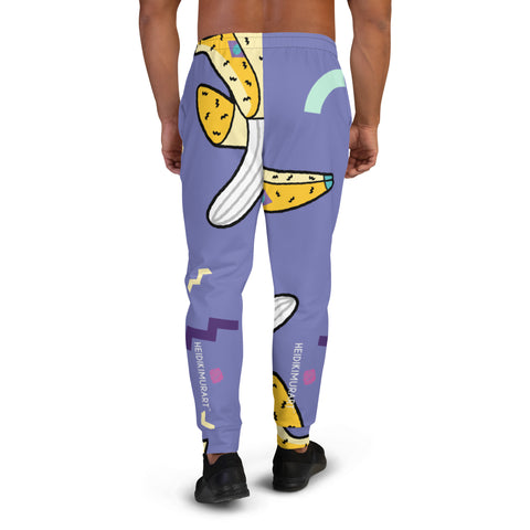 Purple Banana Print Men's Sweatpants, Best Designer Colorful Best Quality Rave Party Gay-Friendly Designer Ultra Soft & Comfortable Men's Joggers, Men's Jogger Pants-Made in USA/MX/EU (US Size: XS-3XL)