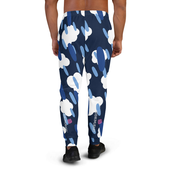 Blue Clouds Print Men's Joggers, Abstract Printed Designer Colorful Best Quality Rave Party Gay-Friendly Designer Ultra Soft & Comfortable Men's Joggers, Men's Jogger Pants-Made in USA/MX/EU (US Size: XS-3XL)