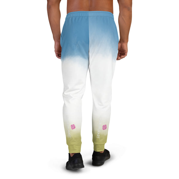 Blue Yellow Abstract Men's Joggers, Best Abstract Sweatpants For Men, Modern Slim-Fit Designer Ultra Soft & Comfortable Men's Joggers, Men's Jogger Pants-Made in USA/EU/MX (US Size: XS-3XL)
