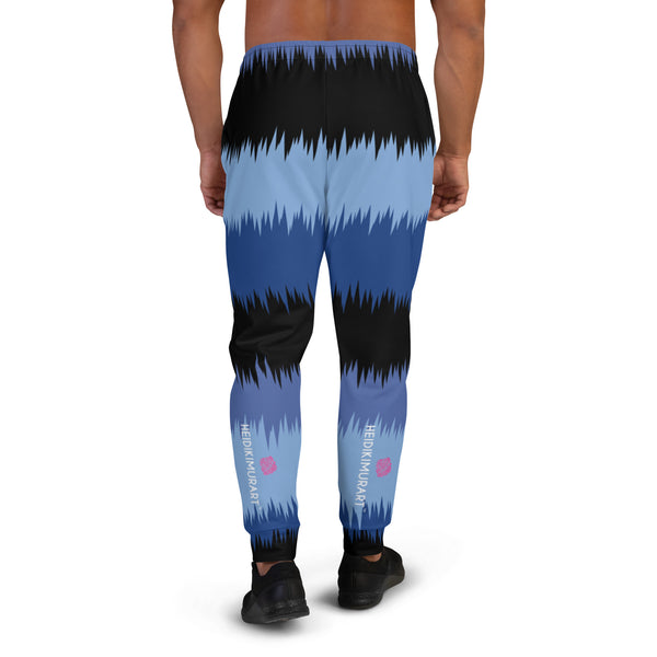 Blue Black Abstract Men's Joggers, Best Abstract Sweatpants For Men, Modern Slim-Fit Designer Ultra Soft & Comfortable Men's Joggers, Men's Jogger Pants-Made in USA/EU/MX (US Size: XS-3XL)