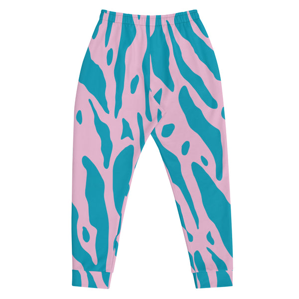 Pink Blue Striped Men's Joggers, Colorful Striped Animal Print Casual&nbsp;Minimalist Slim-Fit&nbsp;Designer Ultra Soft &amp; Comfortable Men's Joggers, Men's Jogger Pants-Made in USA/EU/MX (US Size: XS-3XL)&nbsp;&nbsp;