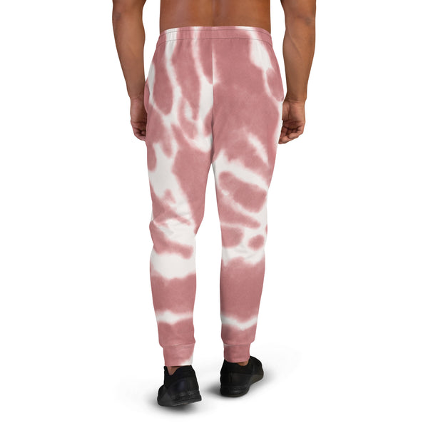 Pink Tie Dye Men's Joggers, Tie Dye Abstract Best Designer Casual Premium Slim-Fit Designer Ultra Soft & Comfortable Men's Joggers, Men's Jogger Pants-Made in USA/EU/MX (US Size: XS-3XL) 
