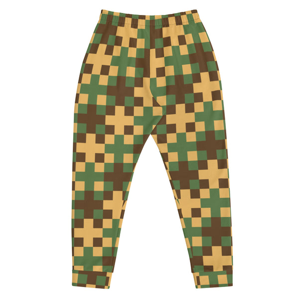 Green Yellow Cross Men's Joggers, Pixelated Abstract Print Sweatpants For Men, Modern Slim-Fit&nbsp;Designer Ultra Soft &amp; Comfortable Men's Joggers, Men's Jogger Pants-Made in USA/EU/MX (US Size: XS-3XL)