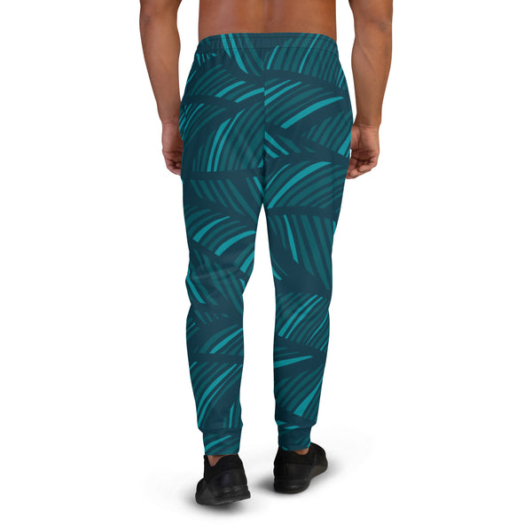 Green Tropical Leaf Men's Sweatpants, Leaves Print Sweatpants For Men, Modern Slim-Fit&nbsp;Designer Ultra Soft &amp; Comfortable Men's Joggers, Men's Jogger Pants-Made in USA/EU/MX (US Size: XS-3XL)