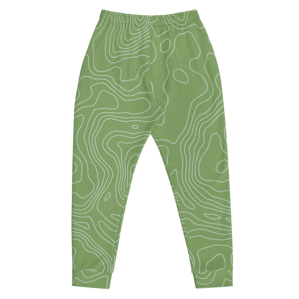 Green White Contours Men's Joggers, Abstract Print Sweatpants For Men, Modern Slim-Fit&nbsp;Designer Ultra Soft &amp; Comfortable Men's Joggers, Men's Jogger Pants-Made in USA/EU/MX (US Size: XS-3XL)
