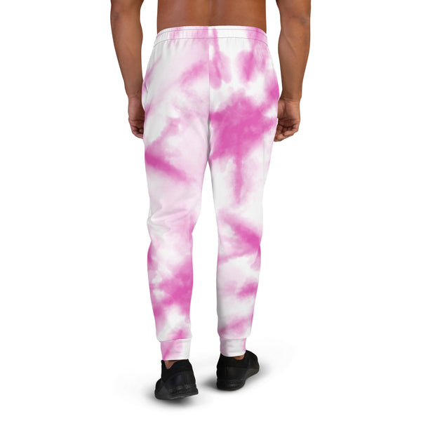 Pink Tie Dye Men's Joggers, Tie Dye Print Sweatpants For Men, Modern Slim-Fit&nbsp;Designer Ultra Soft &amp; Comfortable Men's Joggers, Men's Jogger Pants-Made in USA/EU/MX (US Size: XS-3XL)