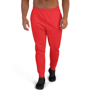 Red Solid Color Men's Joggers, Men's Bright Red Joggers, Joggers For Men, Casual Minimalist Slim-Fit Designer Ultra Soft & Comfortable Men's Joggers, Men's Jogger Pants-Made in USA/EU/MX (US Size: XS-3XL) White Joggers Men's Outfit, White Joggers, White Joggers For Men 