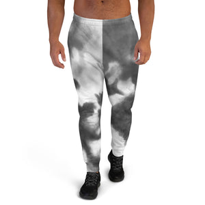 Grey White Abstract Men's Joggers, Best Abstract Sweatpants For Men, Modern Slim-Fit Designer Ultra Soft & Comfortable Men's Joggers, Men's Jogger Pants-Made in USA/EU/MX (US Size: XS-3XL)