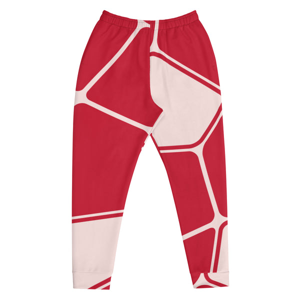 Red Abstract Geometric Men's Joggers, Red White Casual Minimalist Slim-Fit Designer Ultra Soft & Comfortable Men's Joggers, Men's Jogger Pants-Made in USA/EU/MX (US Size: XS-3XL) 