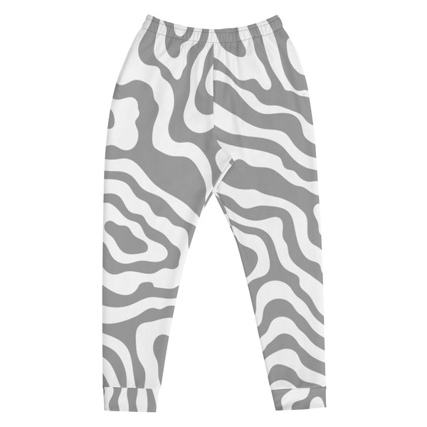 Grey White Abstract Men's Joggers, Gray White Casual Minimalist Slim-Fit Designer Ultra Soft & Comfortable Men's Joggers, Men's Jogger Pants-Made in USA/EU/MX (US Size: XS-3XL) 