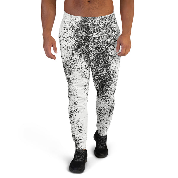 Black White Abstract Men's Joggers, Best Abstract Sweatpants For Men, Modern Slim-Fit Designer Ultra Soft & Comfortable Men's Joggers, Men's Jogger Pants-Made in USA/EU/MX (US Size: XS-3XL)