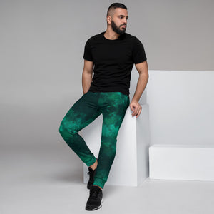 Green Abstract Men's Joggers, Dark Green Slim Fit Designer Abstract Sweatpants For Men, Modern Slim-Fit Designer Ultra Soft & Comfortable Men's Joggers, Men's Jogger Pants-Made in EU/MX (US Size: XS-3XL)