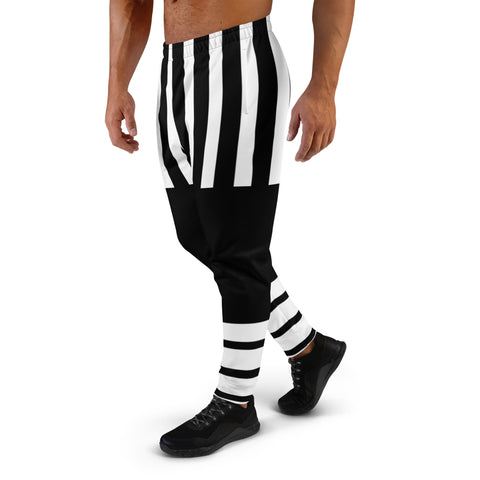 Black Striped Best Men's Joggers, Horizontal and Vertical Striped Printed Sweatpants For Men, Modern Slim-Fit Designer Ultra Soft & Comfortable Men's Joggers, Men's Jogger Pants-Made in EU/MX (US Size: XS-3XL)
