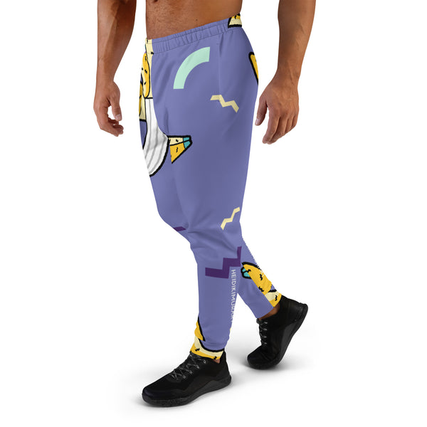 Purple Banana Print Men's Sweatpants, Best Designer Colorful Best Quality Rave Party Gay-Friendly Designer Ultra Soft & Comfortable Men's Joggers, Men's Jogger Pants-Made in USA/MX/EU (US Size: XS-3XL)