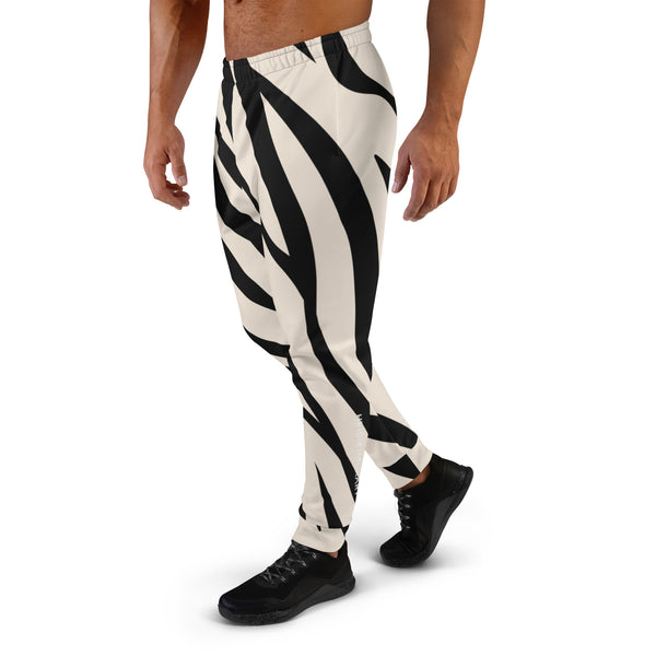 White Tiger Striped Men's Joggers, Best Premium Tiger Stripe Rave Festival Modern Casual Minimalist Slim-Fit Designer Ultra Soft & Comfortable Men's Joggers, Men's Jogger Pants-Made in USA/EU/MX (US Size: XS-3XL) Tiger Sweatpants Mens, Tiger Print Pants, Tiger Striped Pants 80s Style, Tiger Print Pants Outfit