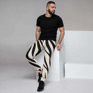 White Tiger Print Men's Joggers, Tiger Striped Animal Print Best Slim Fit  Designer Premium Quality Men's Sweatpants - Made in USA/EU/MX