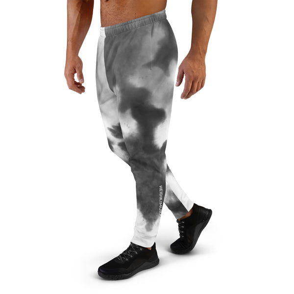 Grey White Abstract Men's Joggers, Best Abstract Sweatpants For Men, Modern Slim-Fit Designer Ultra Soft & Comfortable Men's Joggers, Men's Jogger Pants-Made in USA/EU/MX (US Size: XS-3XL)