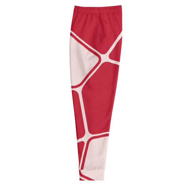 Red Abstract Geometric Men's Joggers, Red White Casual Minimalist Slim-Fit Designer Ultra Soft & Comfortable Men's Joggers, Men's Jogger Pants-Made in USA/EU/MX (US Size: XS-3XL) 