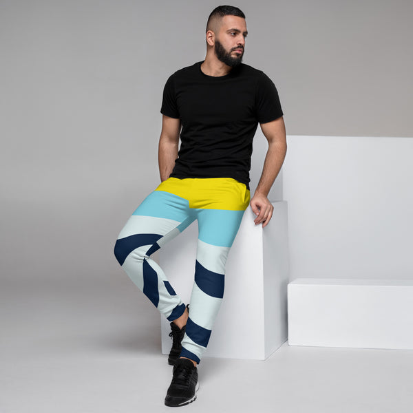 Mixed Abstract Stripes Men's Joggers, Colorful Striped Print Men's Sweatpants - Made in USA/EU/MX