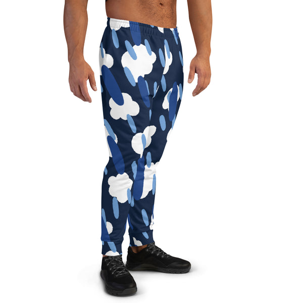 Blue Clouds Print Men's Joggers, Abstract Printed Designer Colorful Best Quality Rave Party Gay-Friendly Designer Ultra Soft & Comfortable Men's Joggers, Men's Jogger Pants-Made in USA/MX/EU (US Size: XS-3XL)