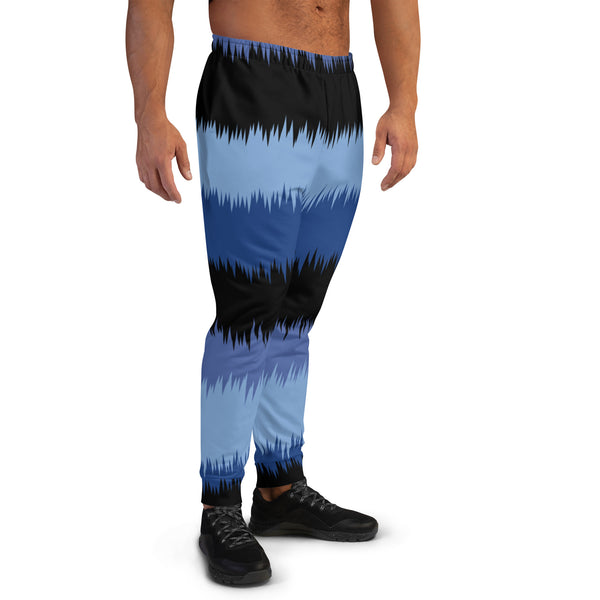 Blue Black Abstract Men's Joggers, Best Abstract Sweatpants For Men, Modern Slim-Fit Designer Ultra Soft & Comfortable Men's Joggers, Men's Jogger Pants-Made in USA/EU/MX (US Size: XS-3XL)