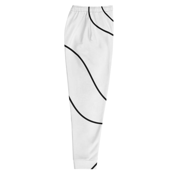 Black White Swirl Men's Joggers, Swirl Modern Striped Print Men's Sweatpants - Made in USA/EU/MX