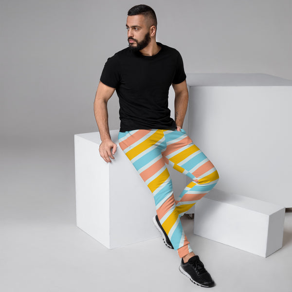 , Swirl Rainbow Striped Print Men's Sweatpants - Made in USA/EU/MX Abstract Best Designer Casual Premium Slim-Fit Designer Ultra Soft & Comfortable Men's Joggers, Men's Jogger Pants-Made in USA/EU/MX (US Size: XS-3XL) 