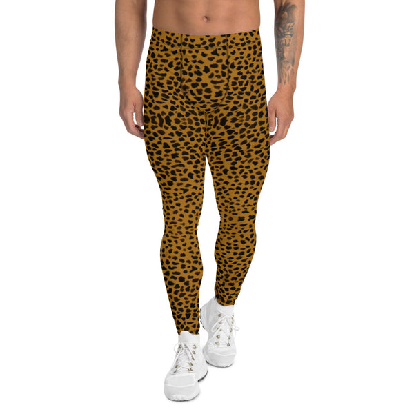 Brown Cheetah Print Men's Leggings-Heidikimurart Limited -XS-Heidi Kimura Art LLC Brown Cheetah Men's Leggings, Leopard Animal Print Designer Men's Leggings Tights Pants - Made in USA/MX/EU (US Size: XS-3XL) Sexy Meggings Men's Workout Gym Tights Leggings, Compression Tights