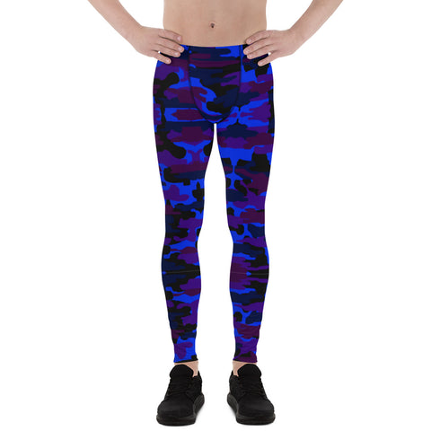 Purple Camo Men's Leggings-Heidikimurart Limited -Heidi Kimura Art LLC Purple Camo Men's Leggings, Camouflage Military Army Print Sexy Meggings Men's Workout Gym Tights Leggings, Men's Compression Tights Pants - Made in USA/ EU/ MX (US Size: XS-3XL)
