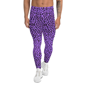 Purple Cheetah Men's Leggings, Leopard Animal Print Designer Men's Leggings Tights Pants - Made in USA/MX/EU (US Size: XS-3XL) Sexy Meggings Men's Workout Gym Tights Leggings, Compression Tights
