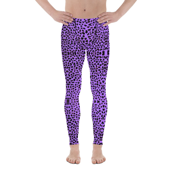 Purple Cheetah Men's Leggings, Leopard Animal Print Designer Men's Leggings Tights Pants - Made in USA/MX/EU (US Size: XS-3XL) Sexy Meggings Men's Workout Gym Tights Leggings, Compression Tights