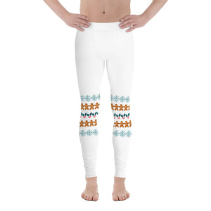 Christmas Gingerbread Men's Leggings, Festive Holiday Meggings Compression Tights Sexy Meggings Men's Workout Gym Tights Leggings, Men's Compression Tights Pants - Made in USA/ EU/ MX (US Size: XS-3XL) 