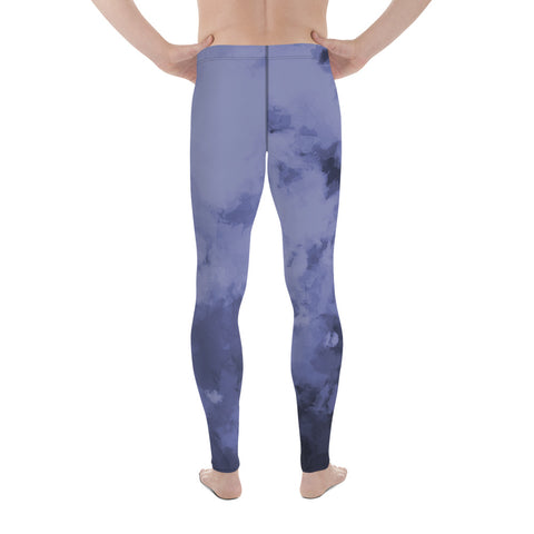 Purple Abstract Best Men's Leggings, Purple Blue Clouds Cute Abstract Designer Print Sexy Meggings Men's Workout Gym Tights Leggings, Men's Compression Tights Pants - Made in USA/ EU/ MX (US Size: XS-3XL) 