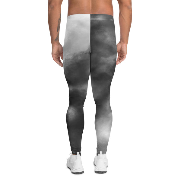 Grey White Tie Dye Meggings, Tie Dye Party Men's Tights, Best High Quality Designer Print Sexy Meggings Men's Workout Gym Tights Leggings, Men's Compression Tights Pants - Made in USA/ EU/ MX (US Size: XS-3XL) Tie Dye Festival Meggings, Tie Dye Workout Party Leggings Outfits 