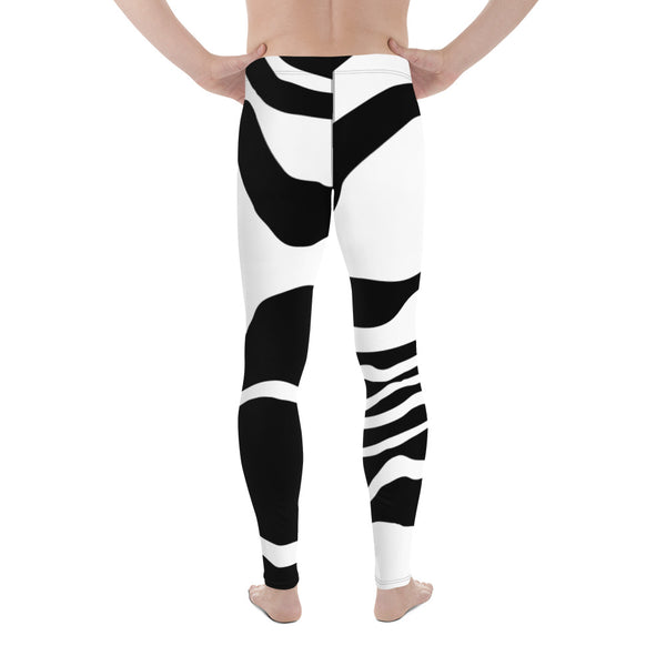 Black White Swirl Meggings, Best Black and White Marble Print Signature  Designer Print Sexy Meggings Men's Workout Gym Tights Leggings, Men's Compression Tights Pants - Made in USA/ EU/ MX (US Size: XS-3XL) 