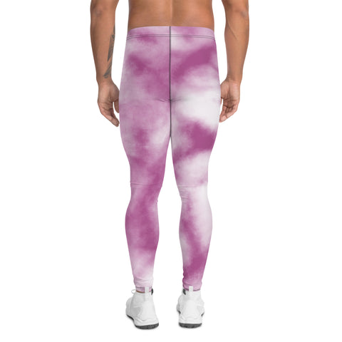 Abstract Tie Dye Men's Leggings, Purple Abstract Designer Print Sexy Meggings Men's Workout Gym Tights Leggings, Men's Compression Tights Pants - Made in USA/ EU/ MX (US Size: XS-3XL)&nbsp;