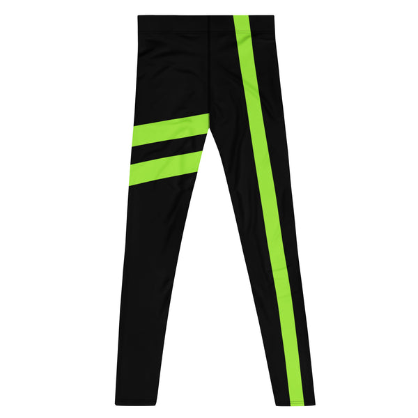 Neon Green Best Men's Leggings, Neon Green and Black Striped Designer Print Sexy Meggings Men's Workout Gym Tights Leggings, Men's Compression Tights Pants - Made in USA/ EU/ MX (US Size: XS-3XL)&nbsp;