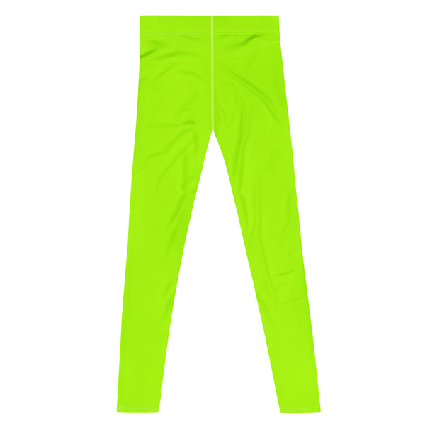 Neon Green Best Men's Leggings, Solid Bright Green Best Modern Sexy Meggings Men's Workout Gym Sports Running Tights Leggings, Men's Compression Tights Pants - Made in USA/ EU/MX (US Size: XS-3XL)