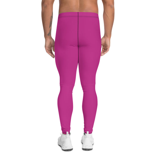 Hot Pink Solid Men's Leggings, Solid Pink Color Men's Tights Compression Pants - Made in USA/EU/MX