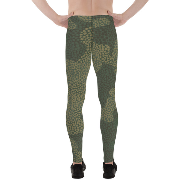 Dark Green Camo Men's Leggings, Dark Green Camouflaged Military Print Premium Classic Elastic Comfy Men's Leggings Fitted Tights Pants - Made in USA/MX/EU (US Size: XS-3XL) Spandex Meggings Men's Workout Gym Tights Leggings, Compression Tights, Kinky Fetish Men Pants
