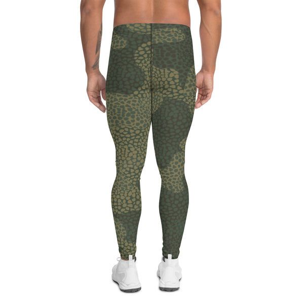 Dark Green Camo Men's Leggings, Dark Green Camouflaged Military Print Premium Classic Elastic Comfy Men's Leggings Fitted Tights Pants - Made in USA/MX/EU (US Size: XS-3XL) Spandex Meggings Men's Workout Gym Tights Leggings, Compression Tights, Kinky Fetish Men Pants