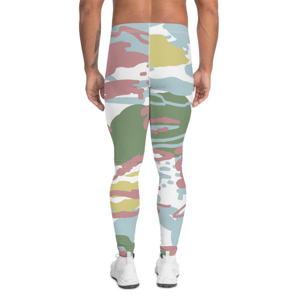 Pink Green Camo Men's Leggings, Pink Green Pastel Camouflaged Military Print Premium Classic Elastic Comfy Men's Leggings Fitted Tights Pants - Made in USA/MX/EU (US Size: XS-3XL) Spandex Meggings Men's Workout Gym Tights Leggings, Compression Tights, Kinky Fetish Men Pants