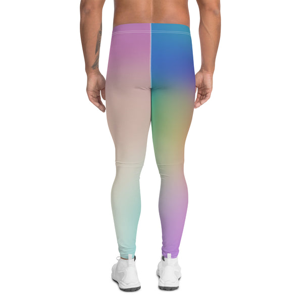 Pink Ombre Colorful Men's Leggings, Soft Designer Colourful Designer Print Sexy Meggings Men's Workout Gym Tights Leggings, Men's Compression Tights Pants - Made in USA/ EU/ MX (US Size: XS-3XL)
