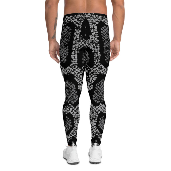 Black Snake Print Men's Leggings